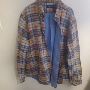 Ralph Lauren Chambray lined Plaid Button-Down XXL